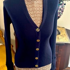 Tory Burch navy sweater with gold buttons. Very pretty